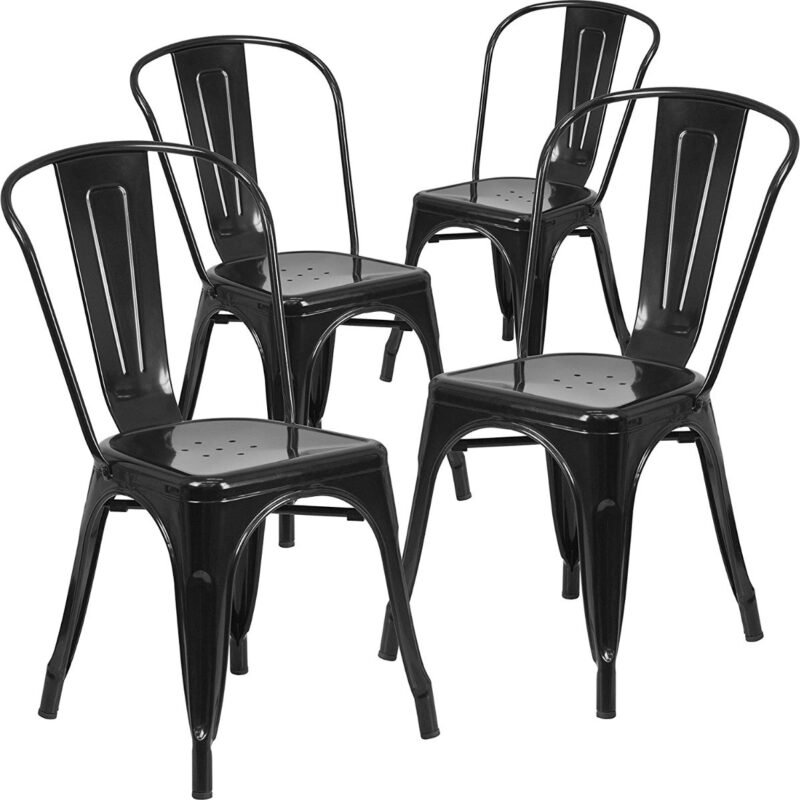 Set X4 Silla Metal Tolix Negra