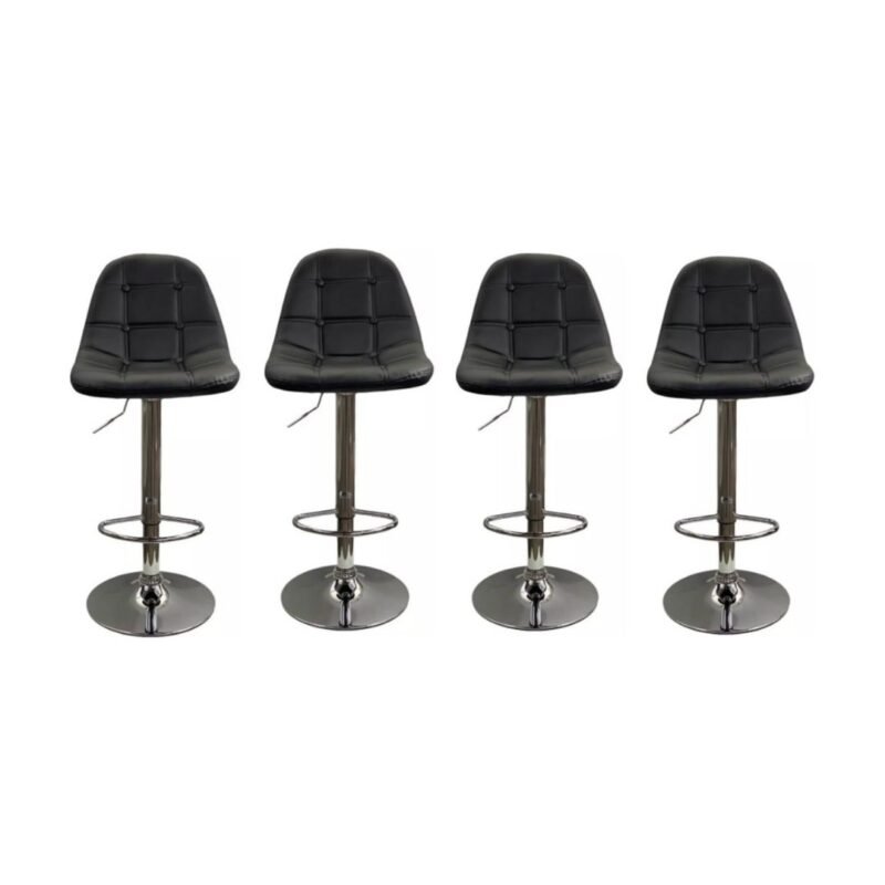 Set X4 Silla Bar Botones Negra