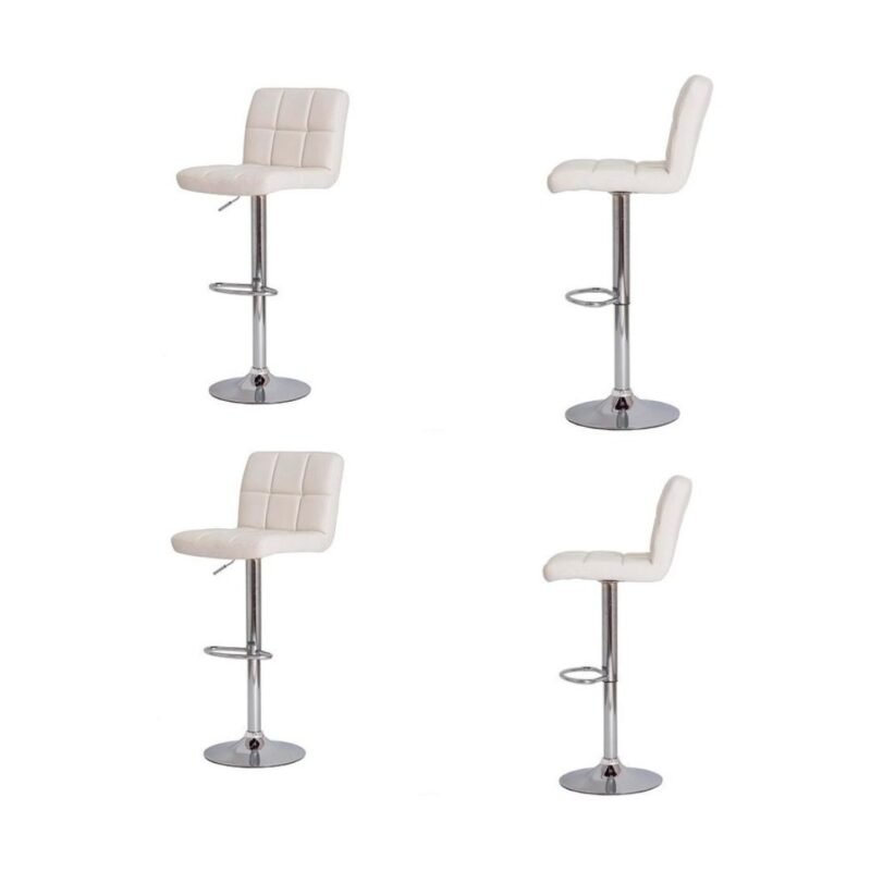 Set X4 Silla Bar Espaldar Acolchado Blanca