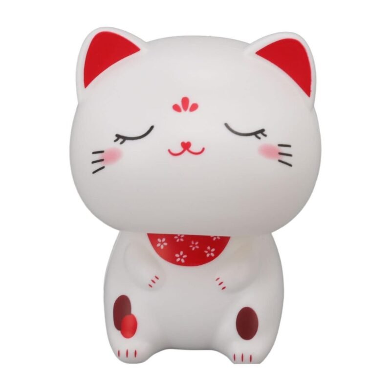 Maneki Neko Con Energía Solar Gato De La Fortuna Adorno