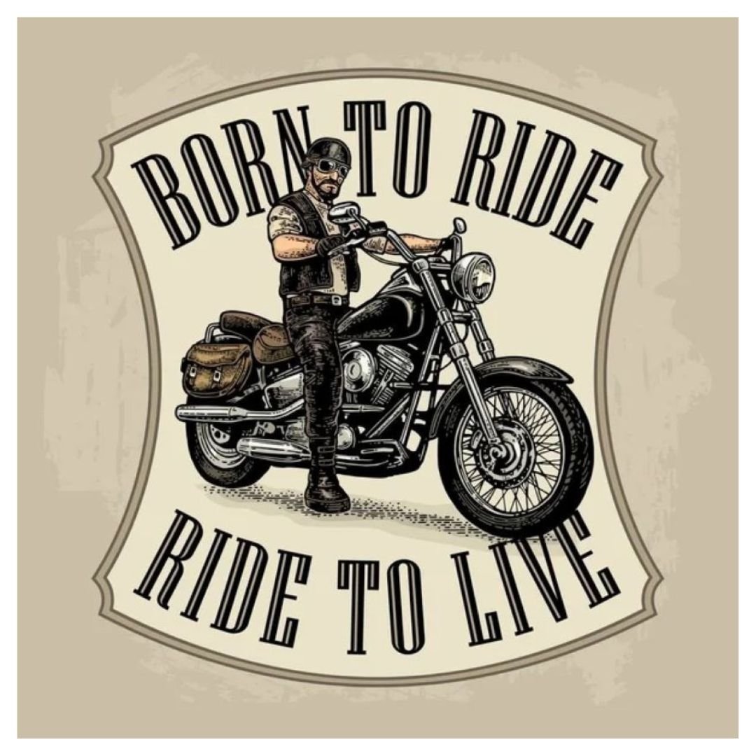 Placa Born To Ride Vintage Decorativa Pared