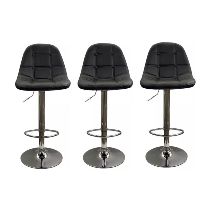 Set X3 Silla Bar Botones Negra