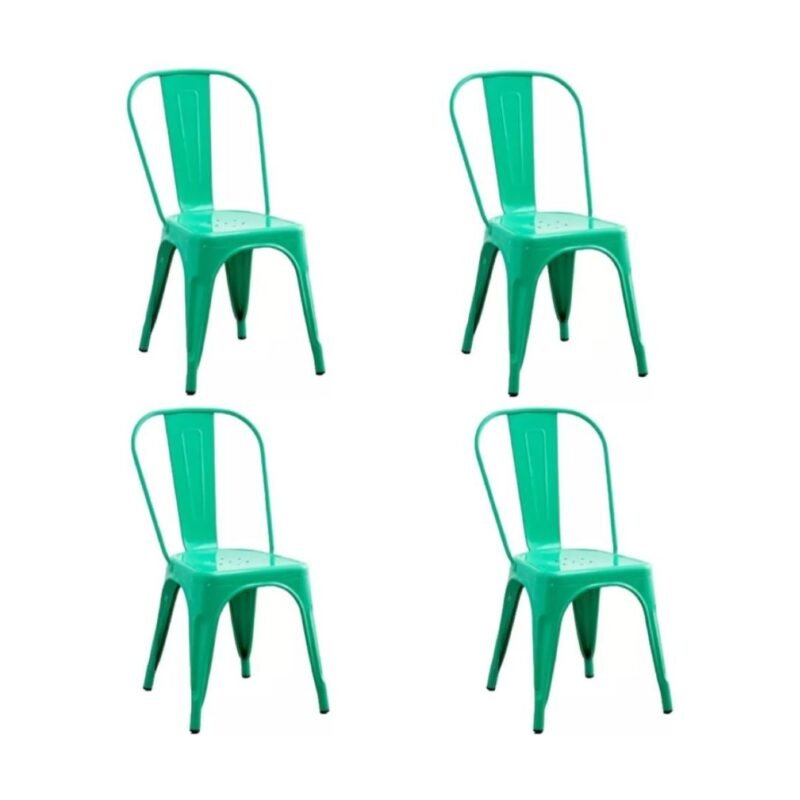 Set X4 Silla Metálica Aqua Con Garantía