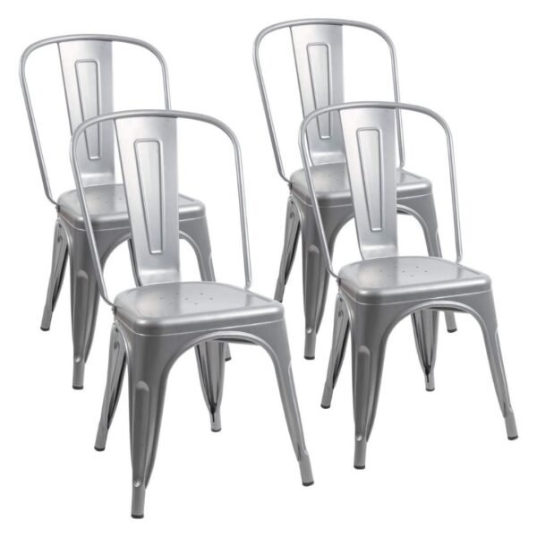 Set X4 Silla Metálica Gris