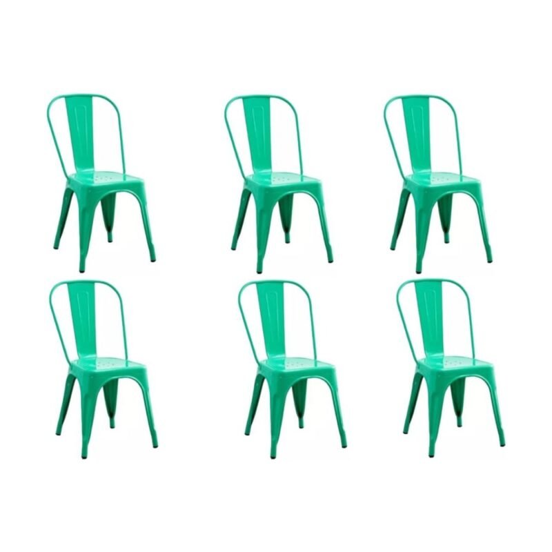 Set X6 Silla Metálica Aqua Con Garantía