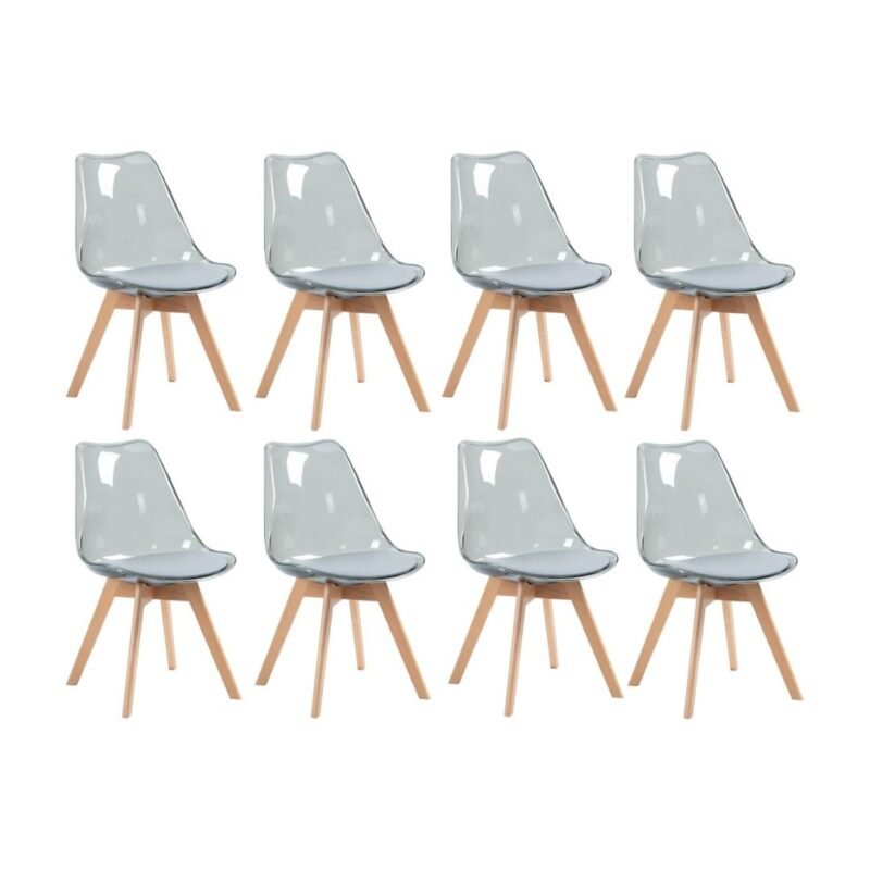 Set X8 Sillas Moblihouse Eames Nórdico Madera Polipropileno