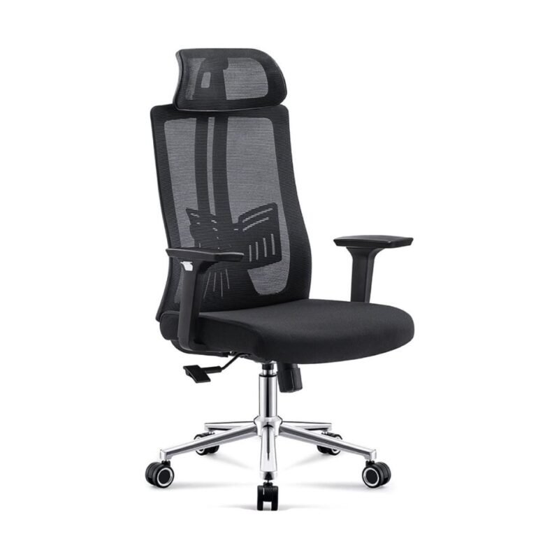 Silla Gerencial Deluxe Negra De Escritorio Con Reposacabezas