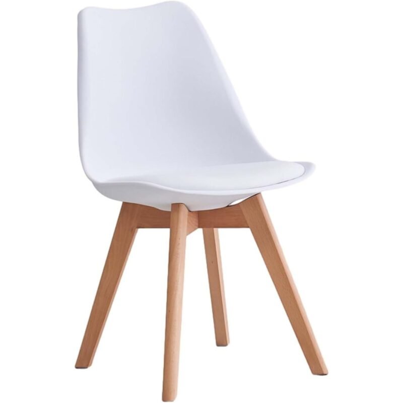 Silla De Comedor Eames Blanca Asiento De Piel Sintética