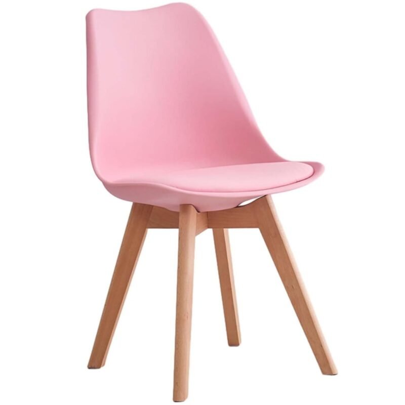 Silla De Comedor Eames Rosada Asiento De Piel Sintética