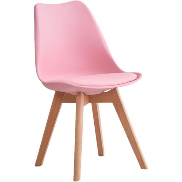 Silla De Comedor Eames Rosada Asiento De Piel Sintética - Image 8