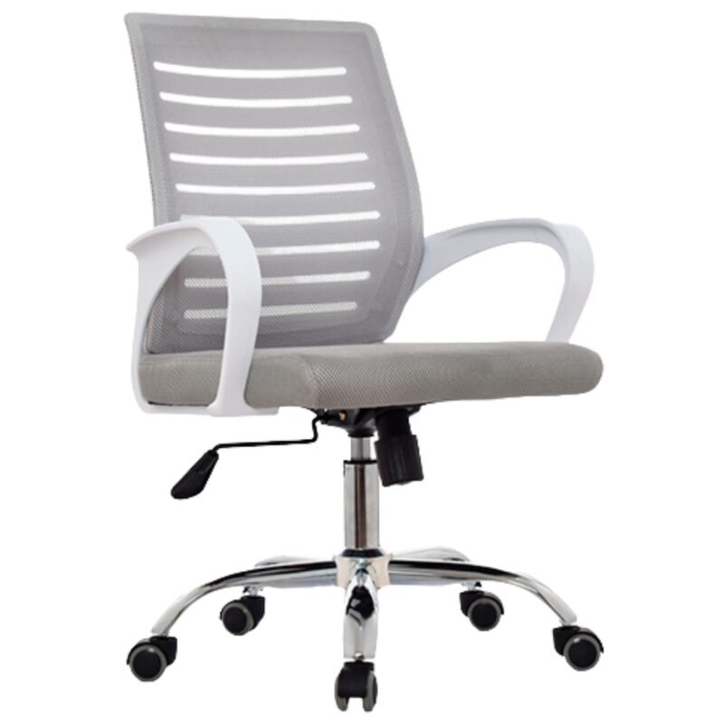 Silla Oficina Espaldar Grande Blanca Gris