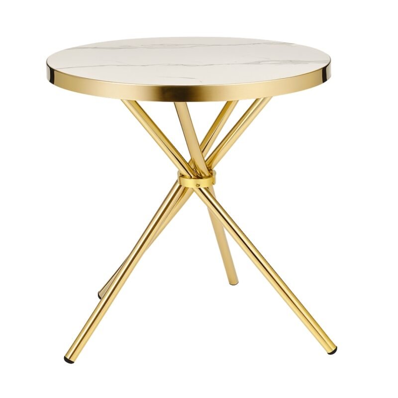 Mesa Auxiliar Redonda Luxury Blanca 70×70 Cm Estilo Europeo