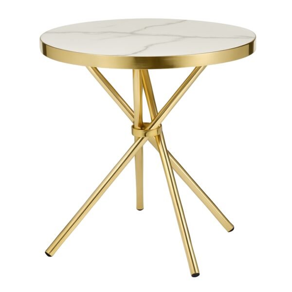 Mesa Auxiliar Redonda Luxury Blanca 70x70 Cm Estilo Europeo - Image 2