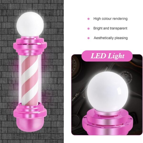 Cilindro Luminoso Rosado Para Barbería Toque Moderno 60cm - Image 5
