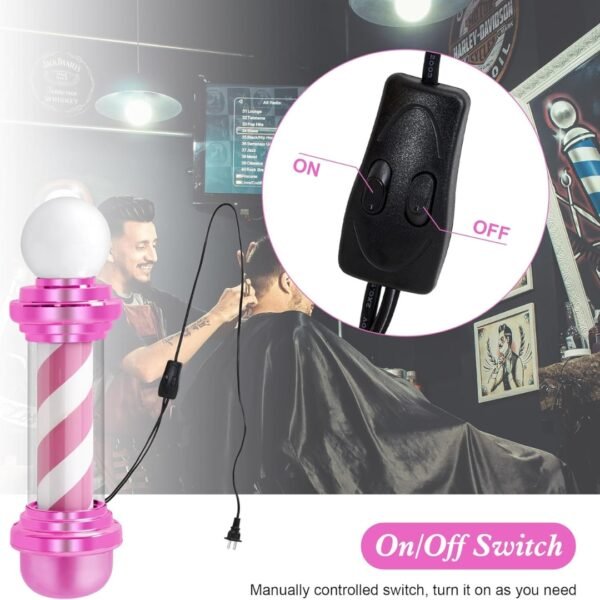 Cilindro Luminoso Rosado Para Barbería Toque Moderno 60cm - Image 9