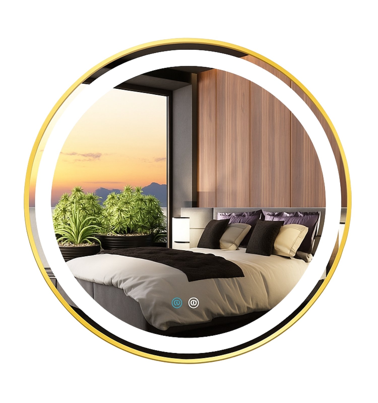 Espejo Led Circular 70cm Iluminación Táctil Y Moderna