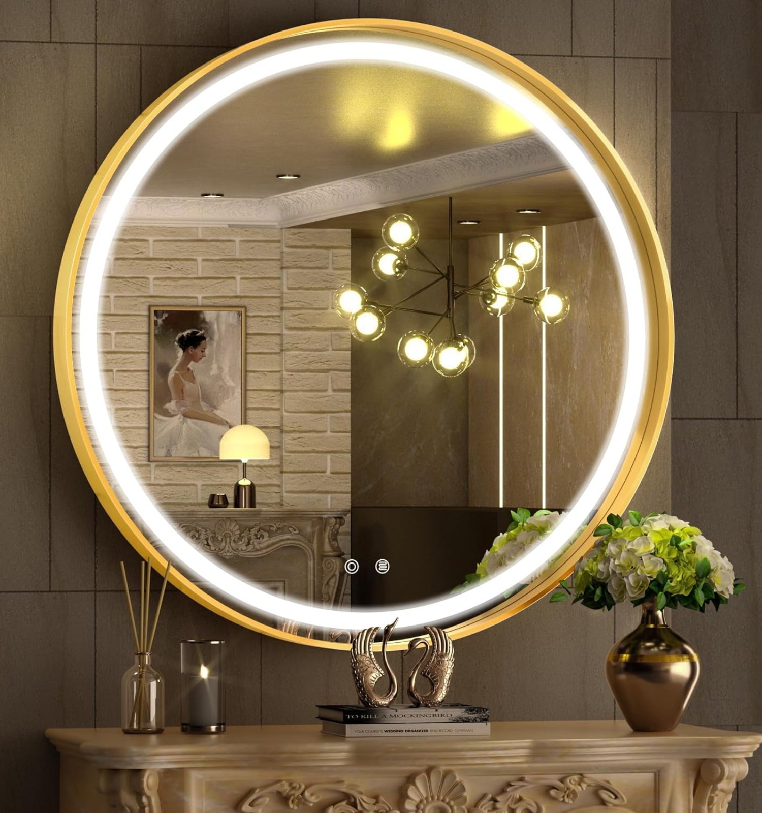 Espejo Led Circular 70cm Iluminación Táctil Y Moderna - Image 4