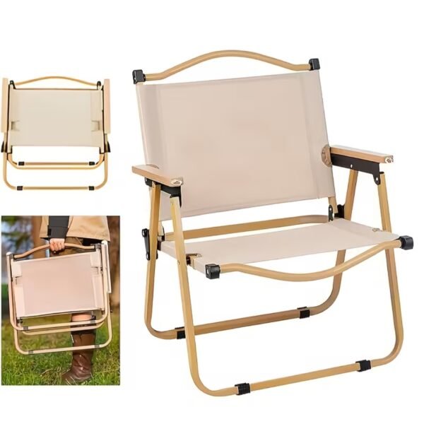 Silla Plegable Premium De Exterior Beige Camping Picnic Portátil - Image 7