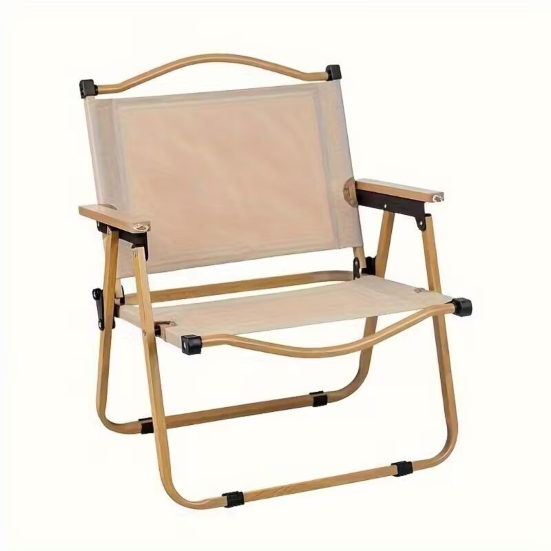 Silla Plegable Premium De Exterior Beige Camping Picnic Portátil
