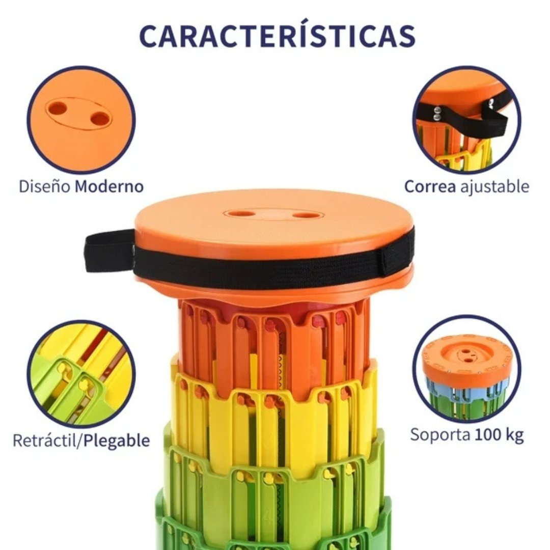 Taburete Portátil Multiusos Moderno Y Resistente Color Naranja - Image 5