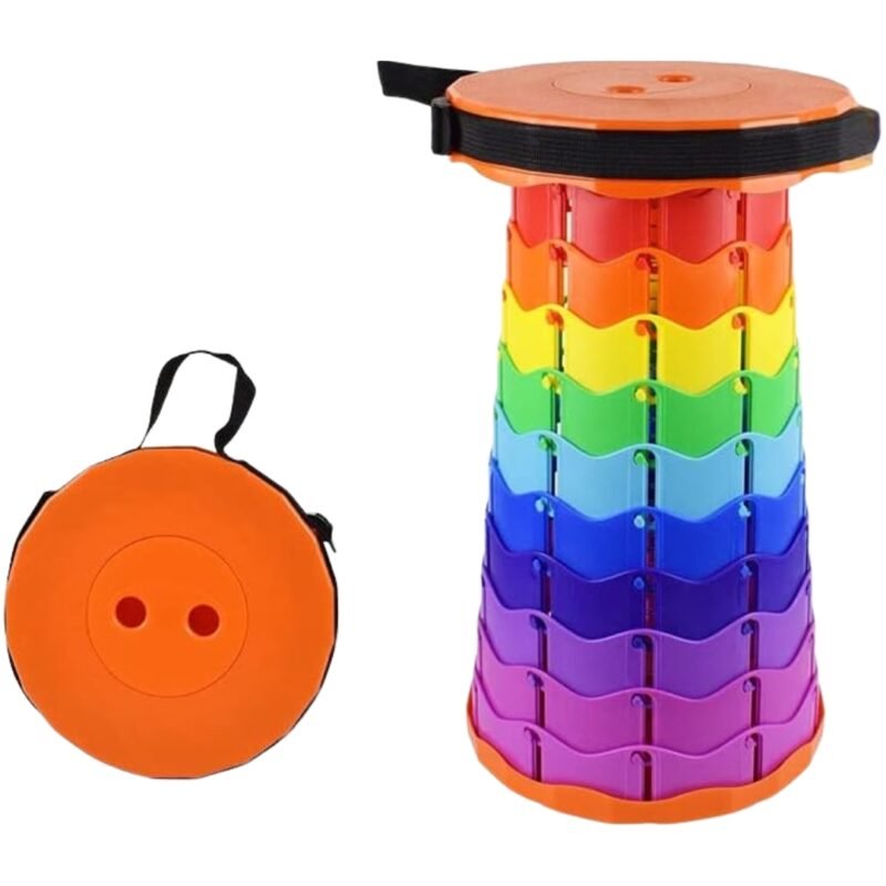 Taburete Portátil Multiusos Moderno Y Resistente Color Naranja