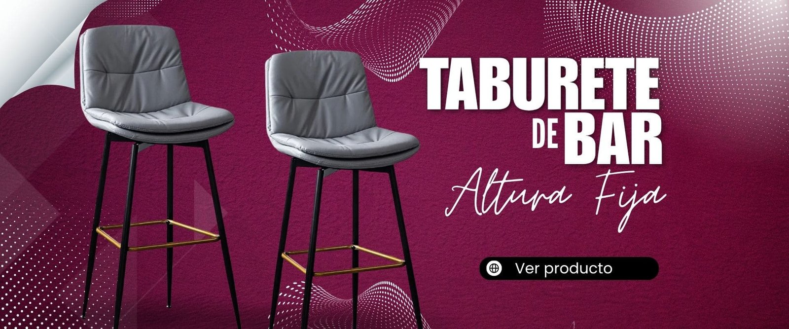 Taburete De Bar Corum Gris Altura Fija Con Reposapiés