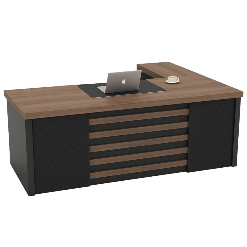 Escritorio Presidencial 1.80MT Wengue Gris + Archivador