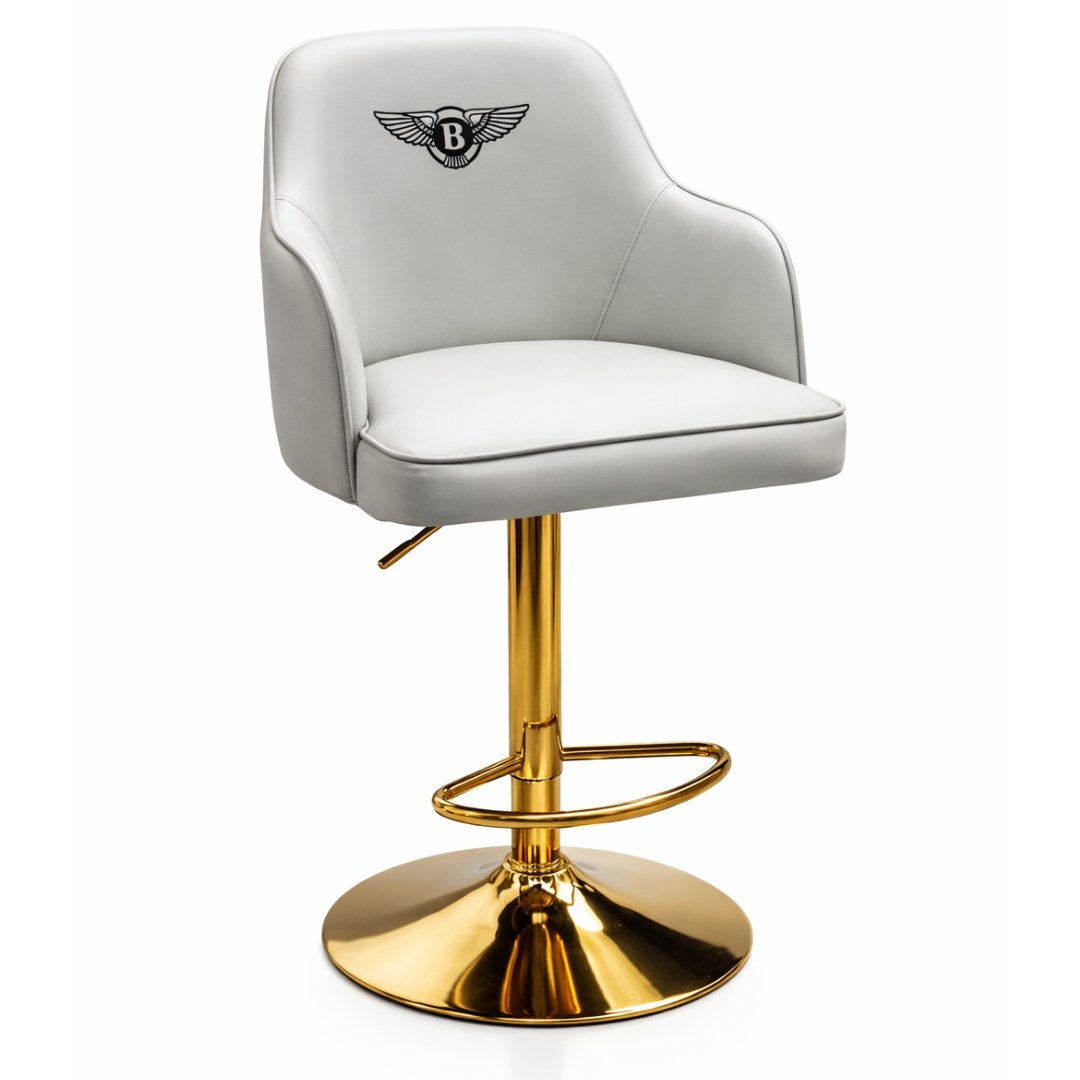Silla Bar Bentley Luxury Gris Diseño Premium Con Base Dorada - Image 10