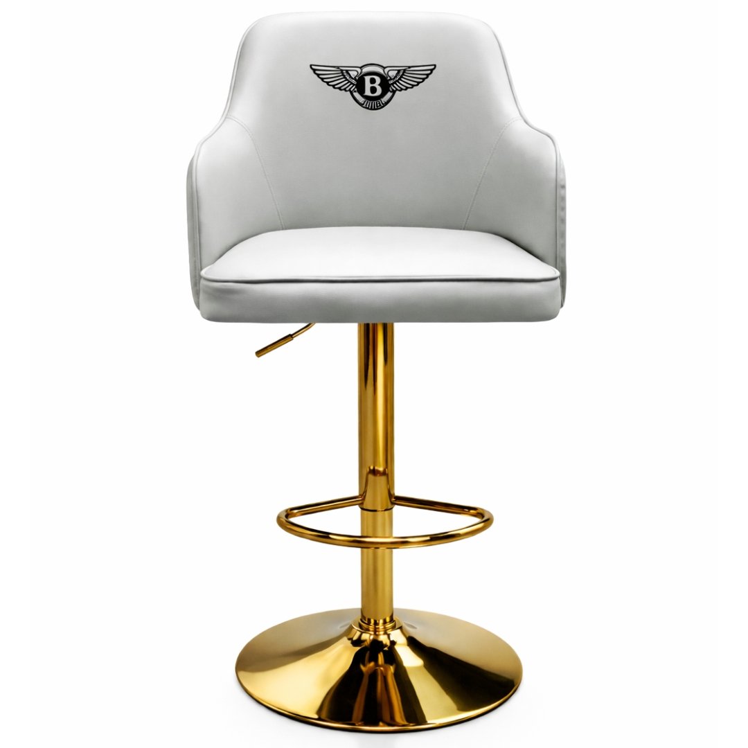 Silla Bar Bentley Luxury Gris Diseño Premium Con Base Dorada - Image 7