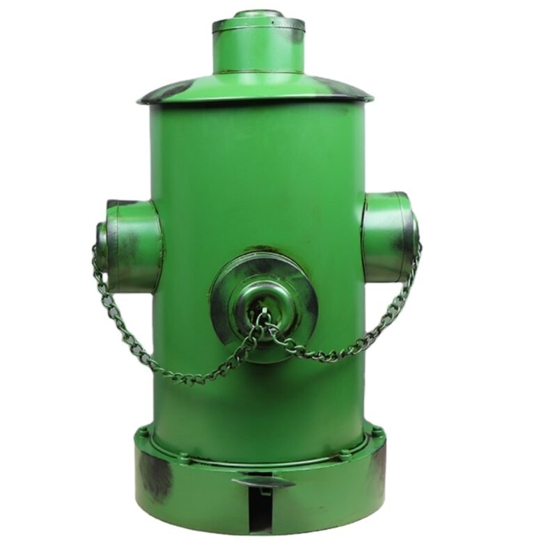 Papelera Hidrante Estilo Industrial Retro Bote Basura Verde