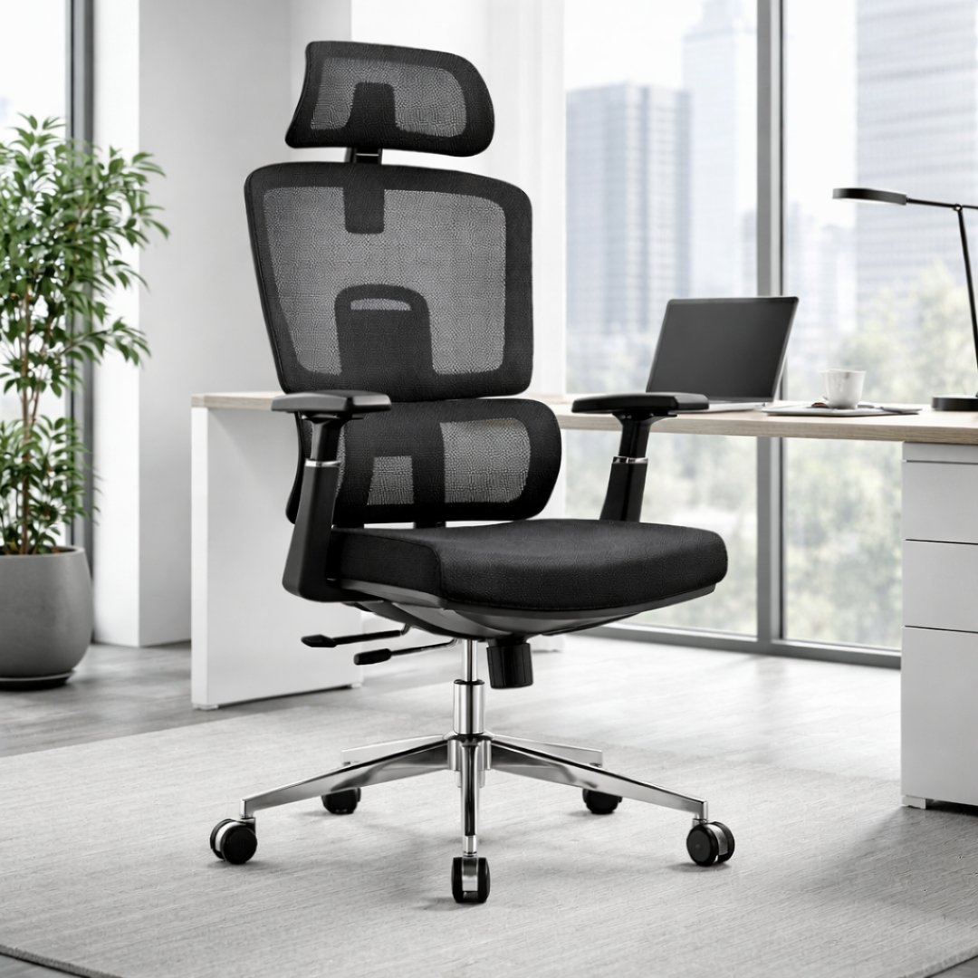 Silla Ergonómica Human Plus Respaldo Ajustable 6 Niveles Negra Malla - Image 2