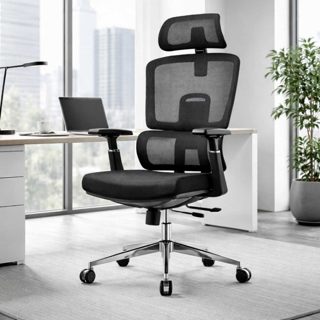 Silla Ergonómica Human Plus Respaldo Ajustable 6 Niveles Negra Malla - Image 9