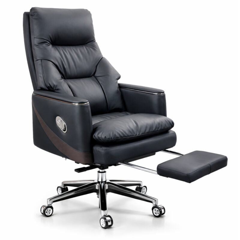 Silla De Director De Cuero De Alta Calidad King Negra