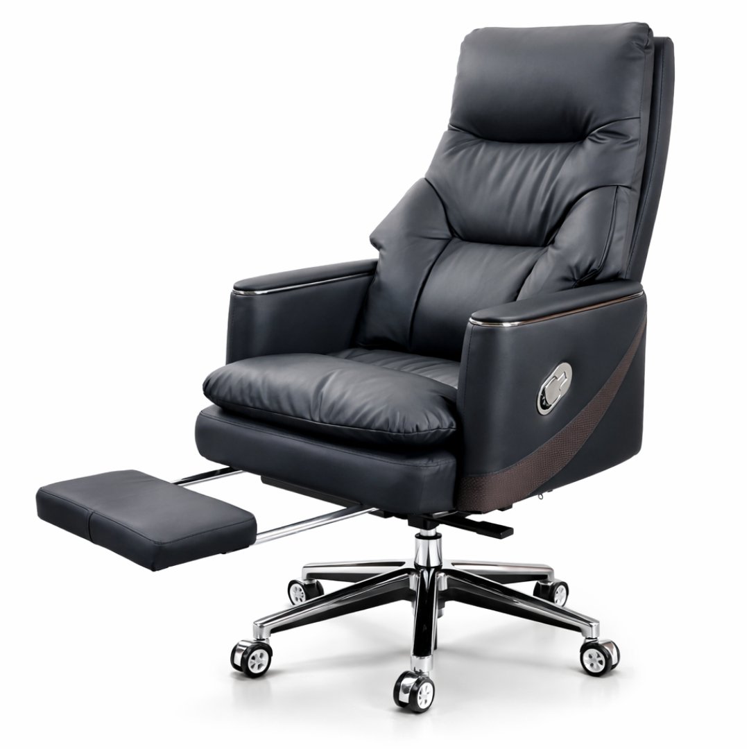 Silla De Director De Cuero De Alta Calidad King Negra - Image 9