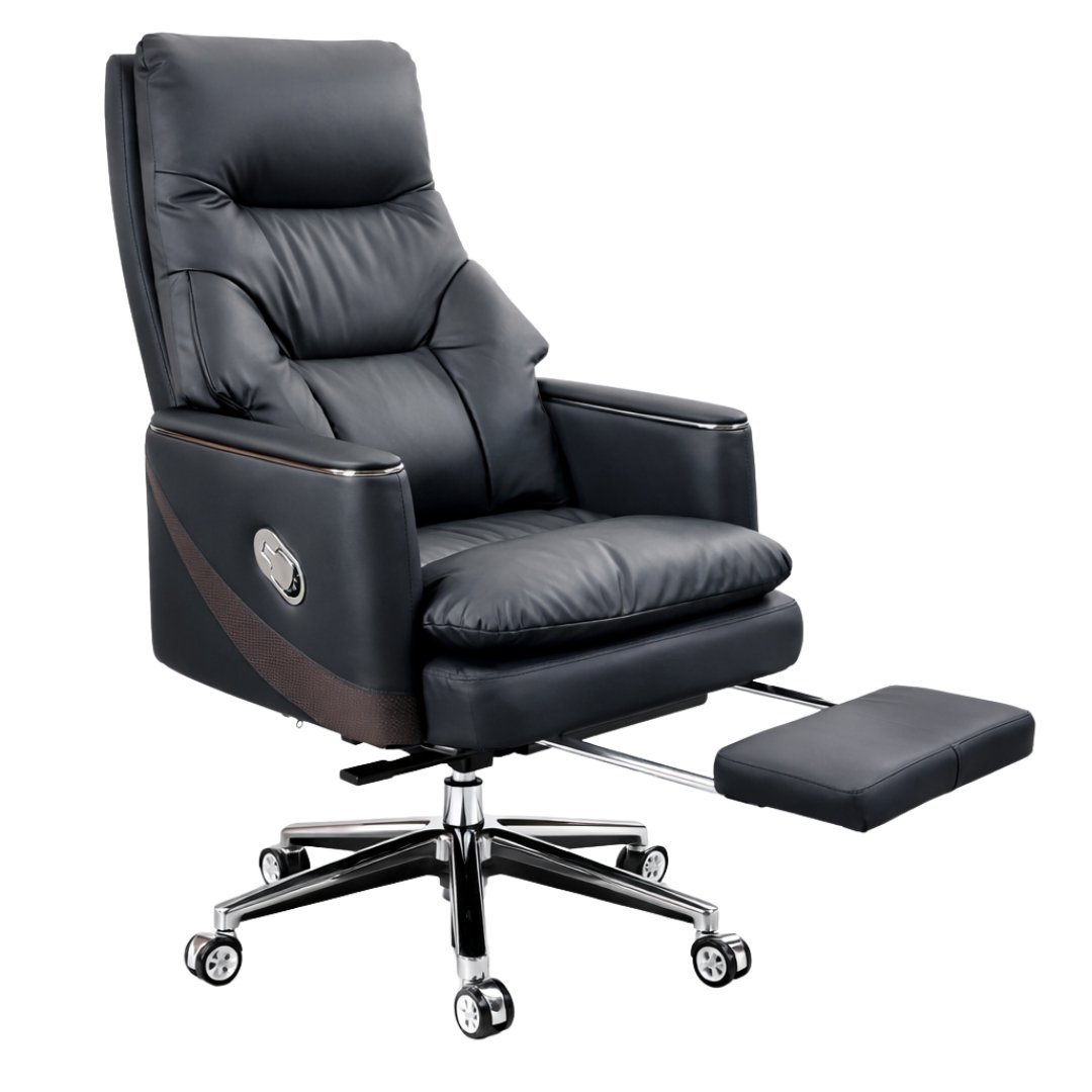 Silla De Director De Cuero De Alta Calidad King Negra - Image 6