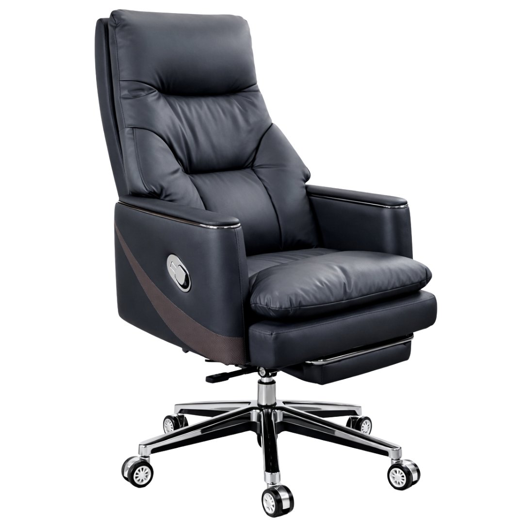 Silla De Director De Cuero De Alta Calidad King Negra - Image 7