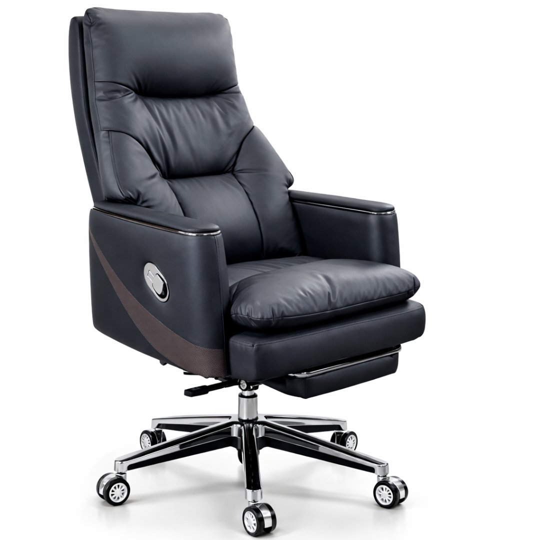 Silla De Director De Cuero De Alta Calidad King Negra - Image 3