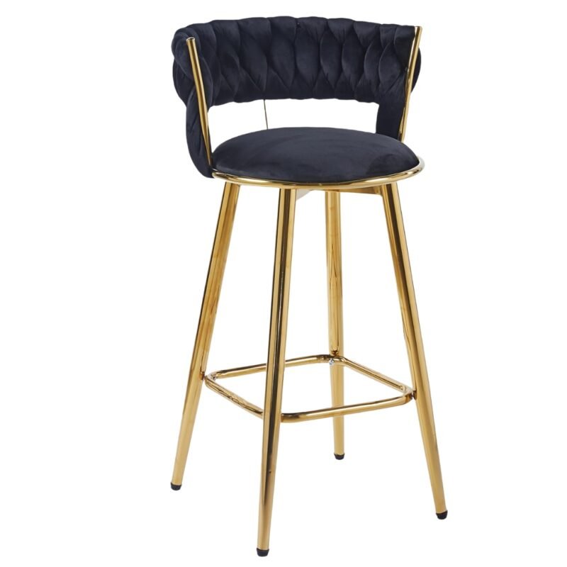 Silla De Bar Moderna De Terciopelo Cannes Base Dorada Negra