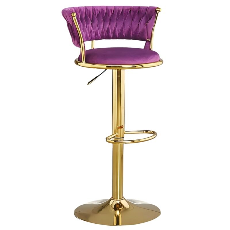 Silla De Bar Moderna De Terciopelo Liverpool Base Dorada Purpura