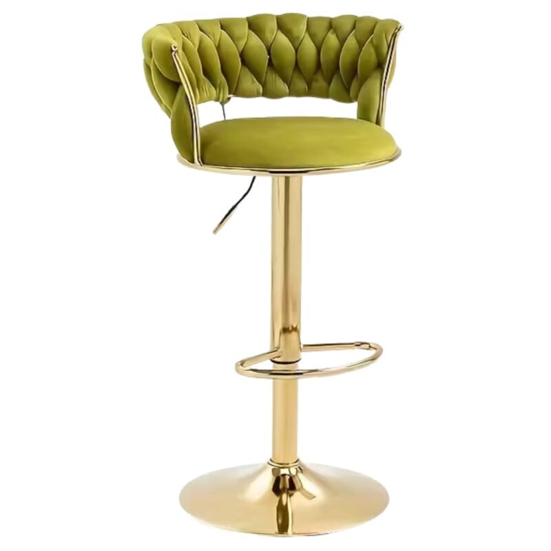 Silla De Bar Moderna De Terciopelo Liverpool Base Dorada Verde Oliva