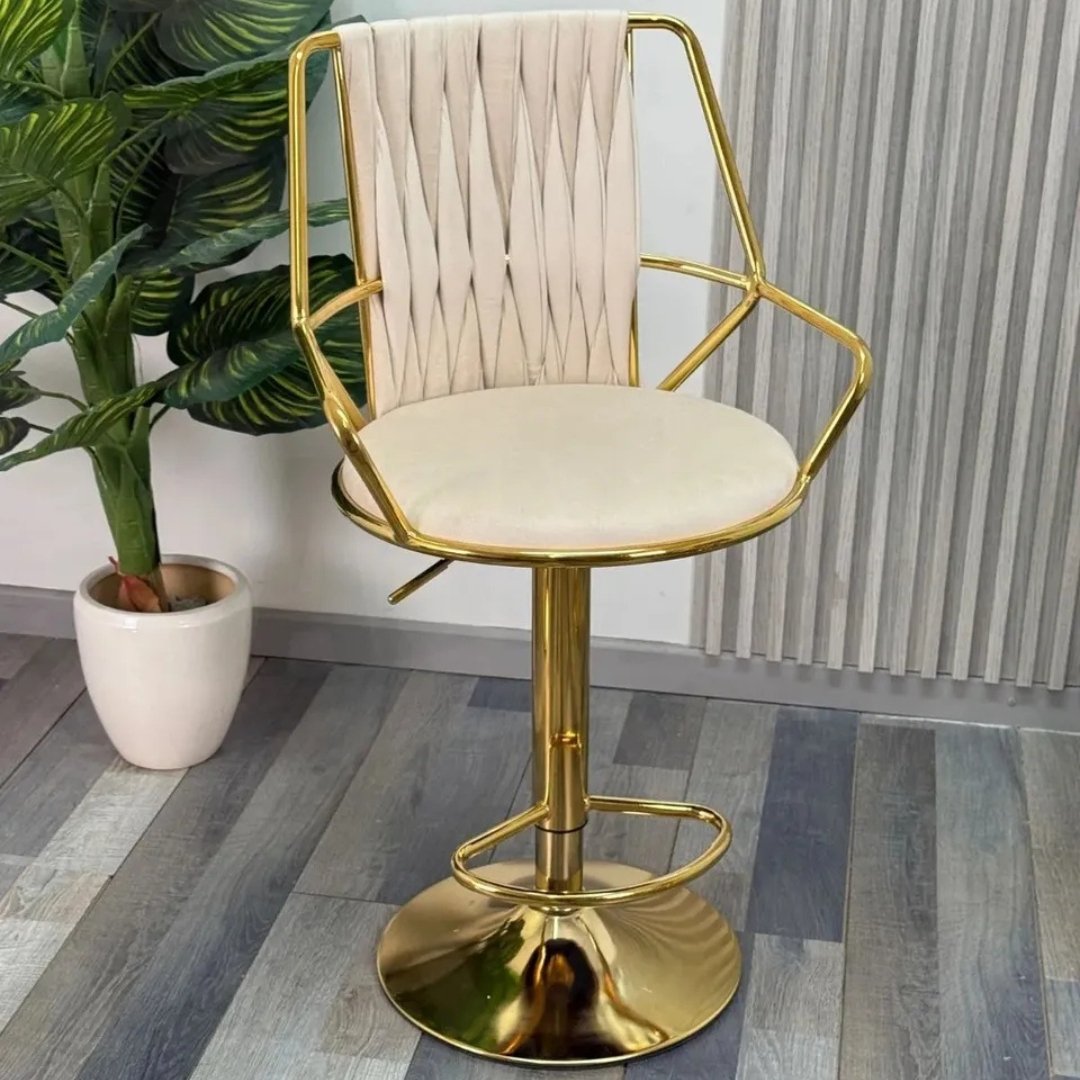 Silla De Bar Luxury Manchester Beige Diseño Moderno y Elegante - Image 4