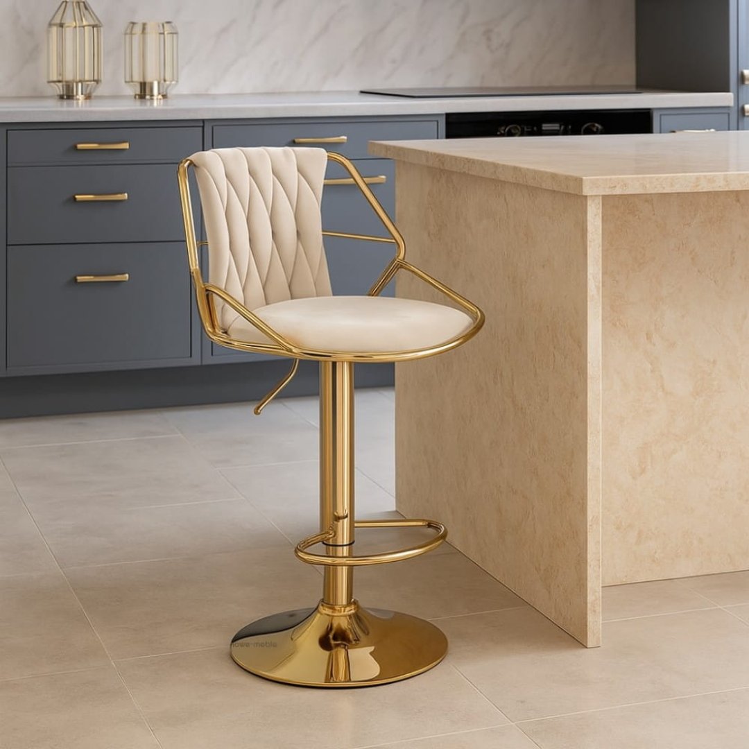 Silla De Bar Luxury Manchester Beige Diseño Moderno y Elegante - Image 2