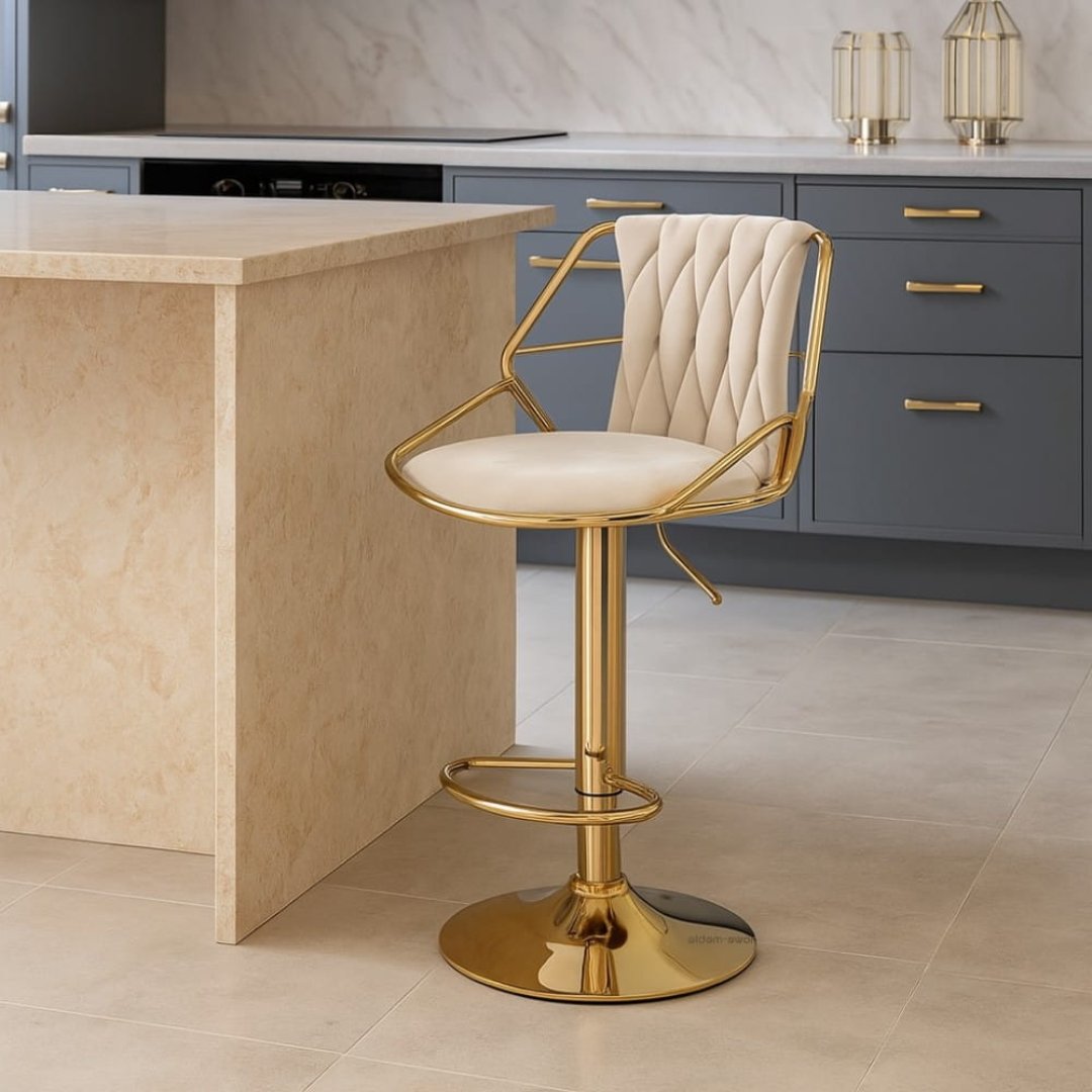 Silla De Bar Luxury Manchester Beige Diseño Moderno y Elegante - Image 9