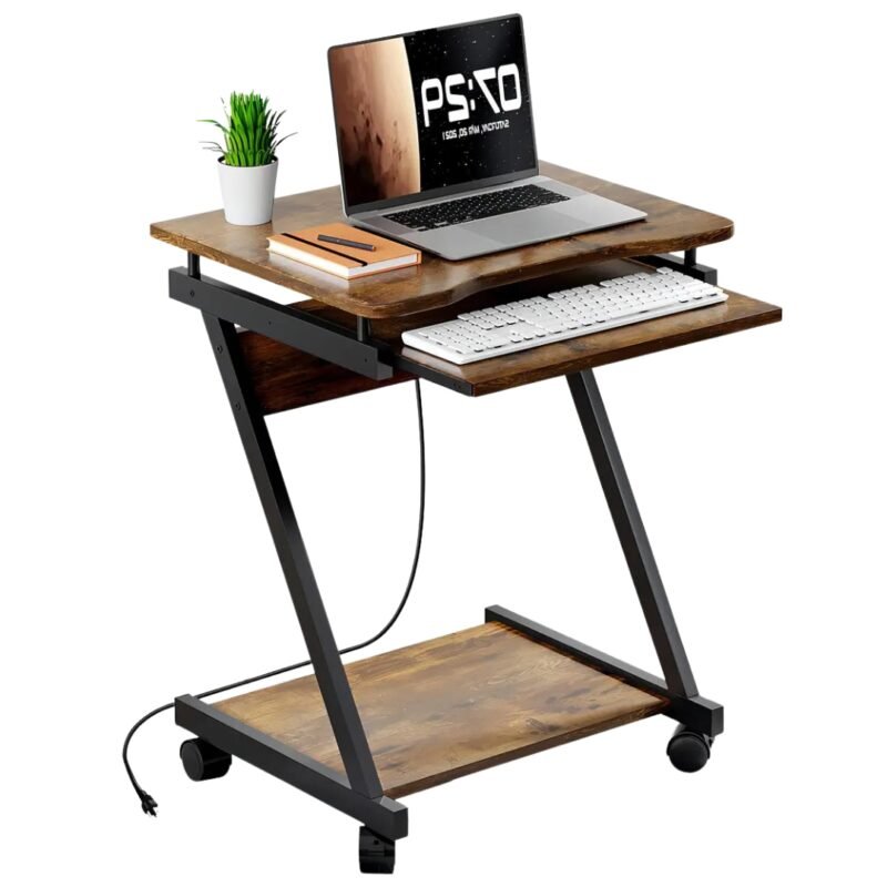 Escritorio Home Office Compacto 60 × 46 × 73 cm Con Bandeja Para Teclado