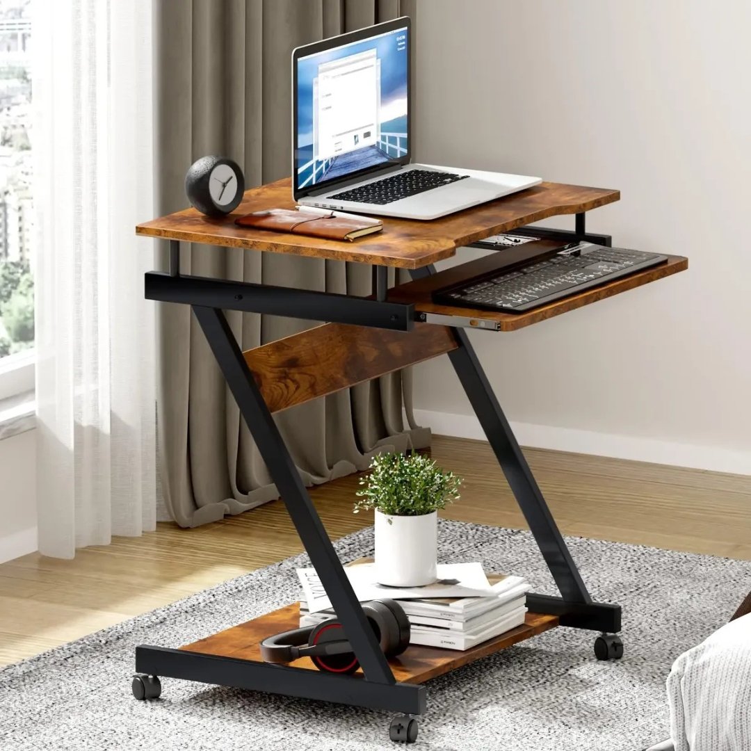 Escritorio Home Office Compacto 60 × 46 × 73 cm Con Bandeja Para Teclado - Image 3