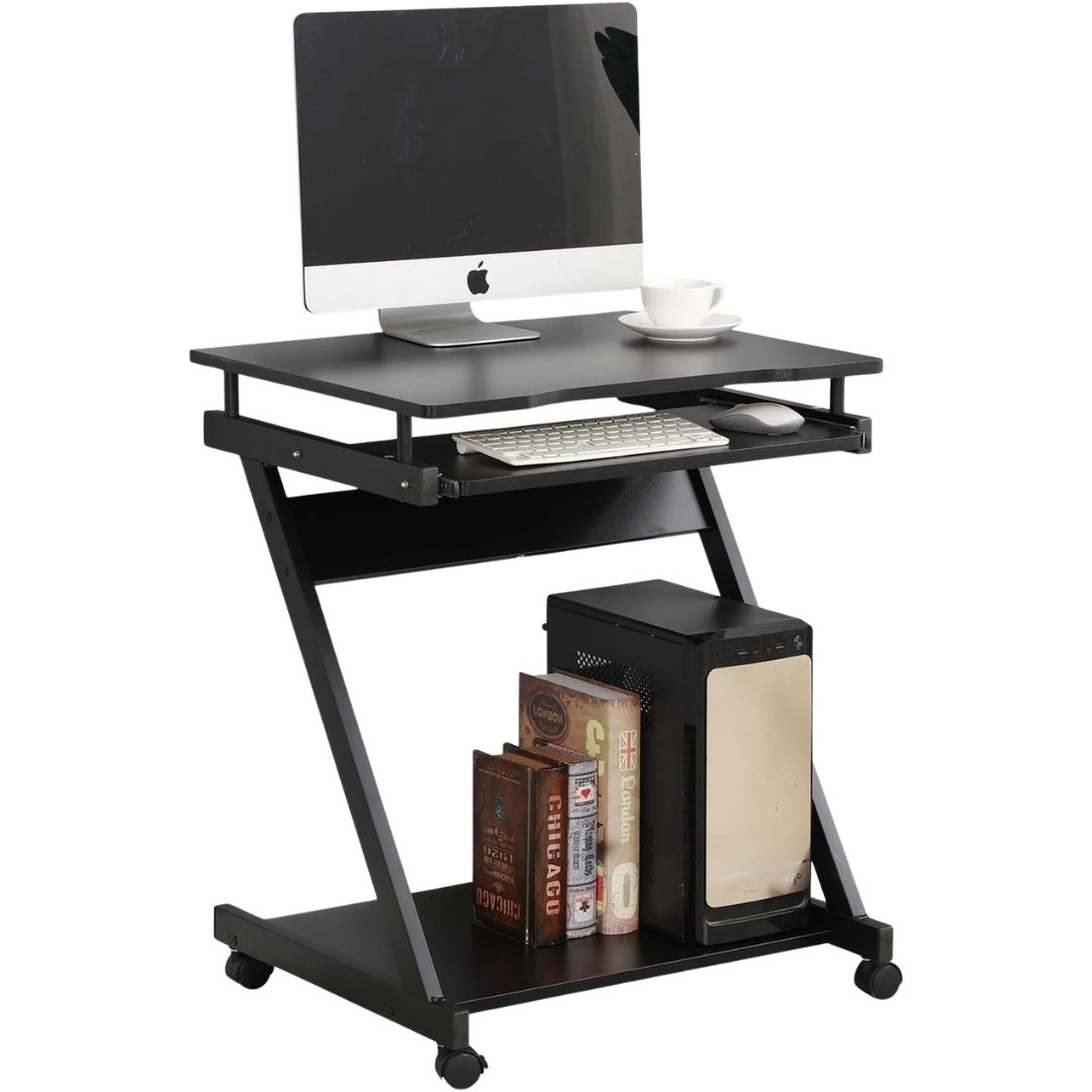 Escritorio Home Office Compacto 60 × 46 × 73 cm Con Bandeja Para Teclado Negro - Image 3