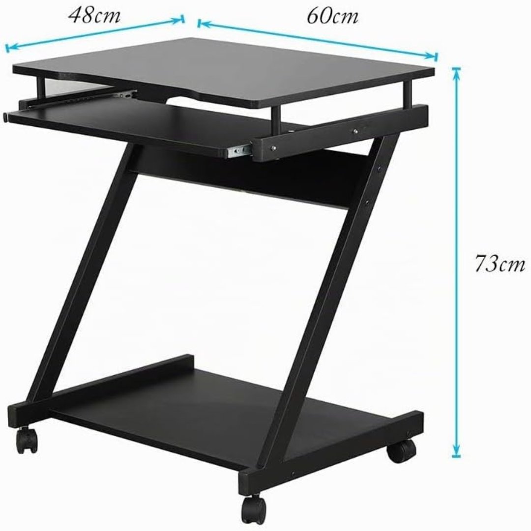 Escritorio Home Office Compacto 60 × 46 × 73 cm Con Bandeja Para Teclado Negro - Image 6