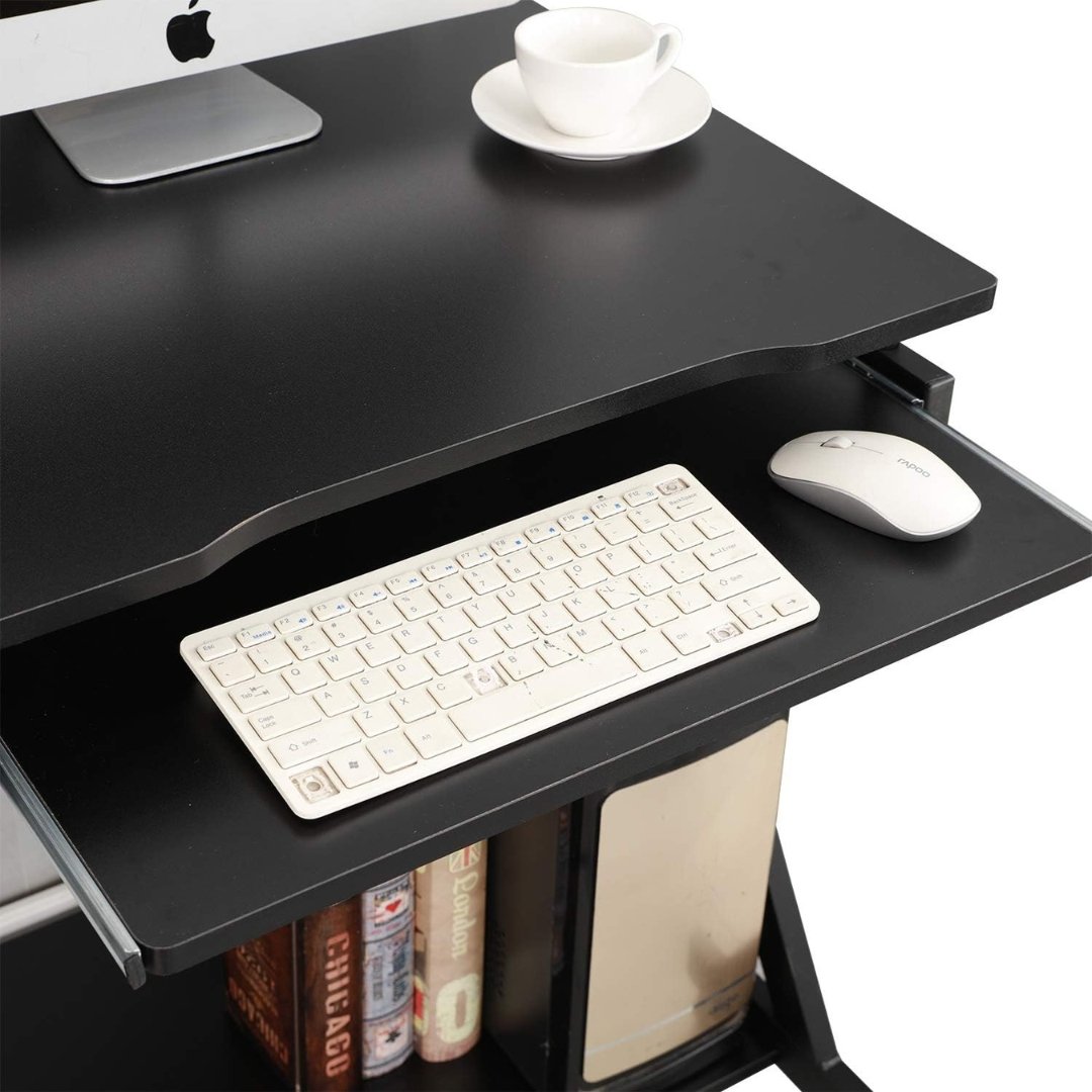 Escritorio Home Office Compacto 60 × 46 × 73 cm Con Bandeja Para Teclado Negro - Image 10
