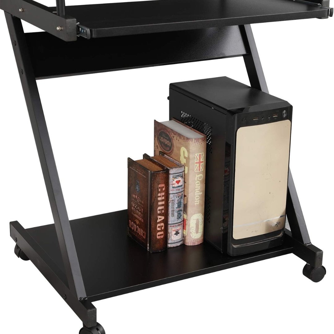 Escritorio Home Office Compacto 60 × 46 × 73 cm Con Bandeja Para Teclado Negro - Image 4
