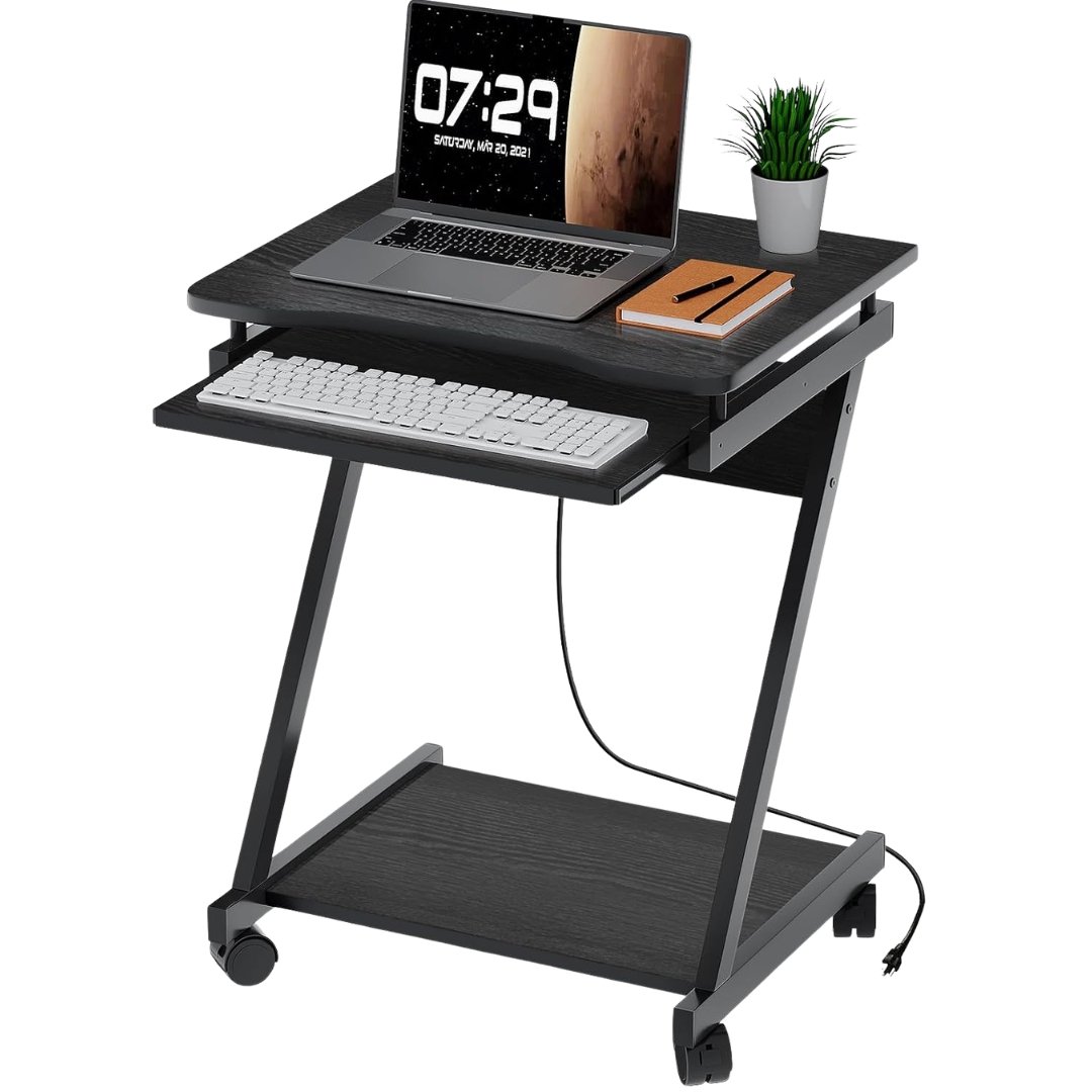 Escritorio Home Office Compacto 60 × 46 × 73 cm Con Bandeja Para Teclado Negro - Image 9